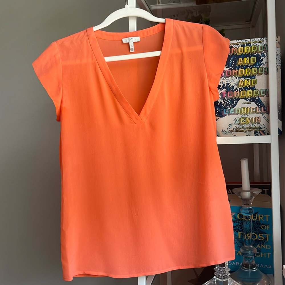 100% Silk Joie Coral Blouse